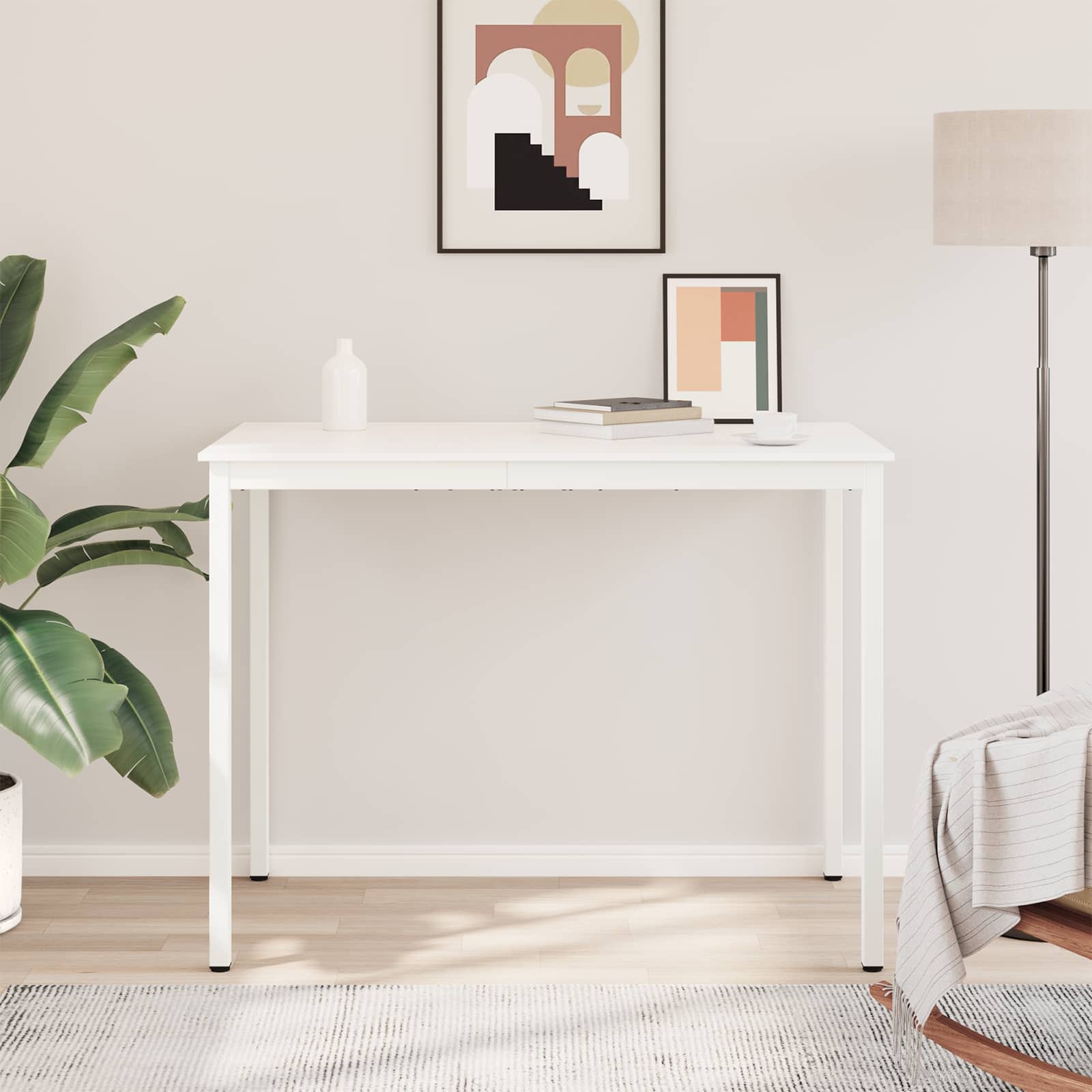 Baaripöytä Valkoinen 110 x 55 x 105 cm Massiivinen mänty - Image 4