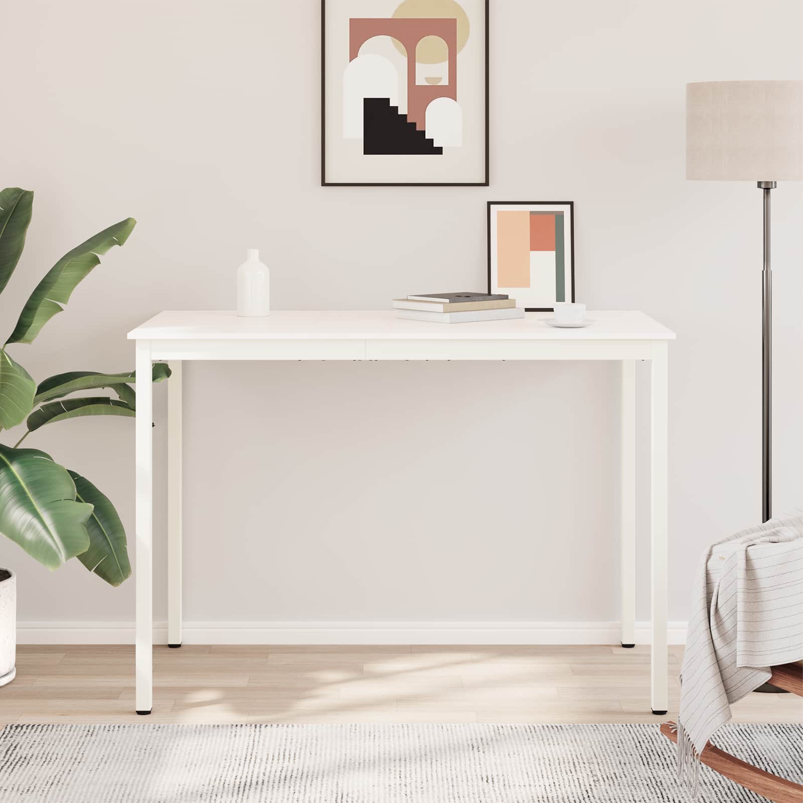 Baaripöytä Valkoinen 110 x 55 x 105 cm Massiivinen mänty - Image 4