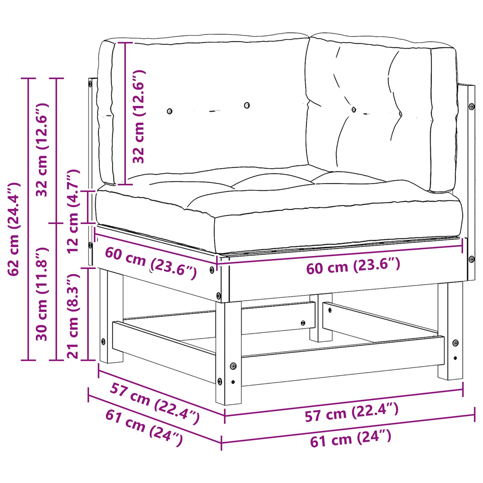 4 Stuk Sectie Sofa Eenheden Massief Vurenhout Waskleur Bruin image 9