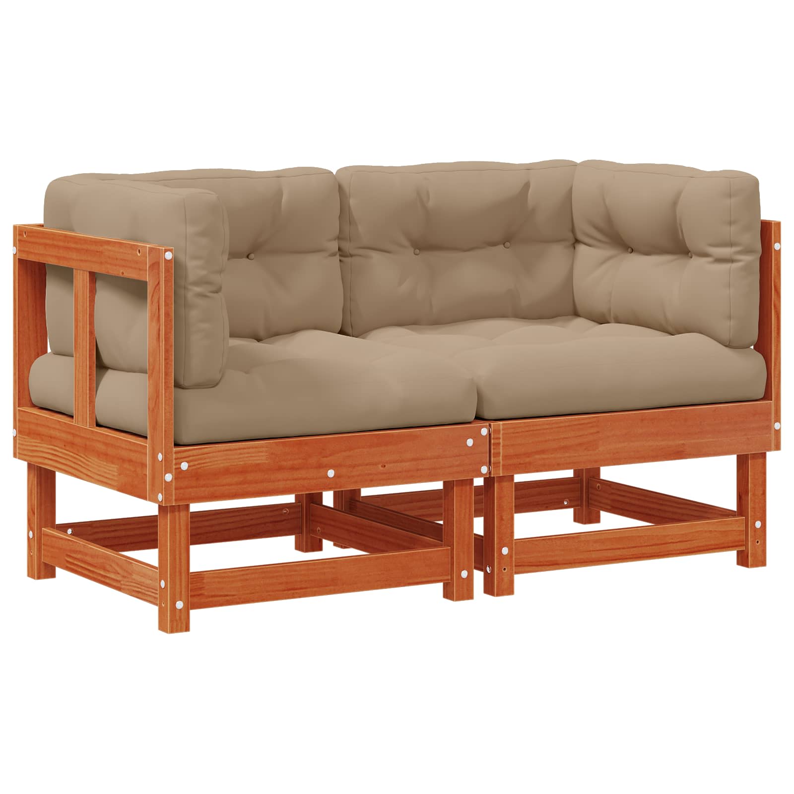 2 Stuk Tuin hoekbank Massief grenenhout Waskleur Bruin image 2