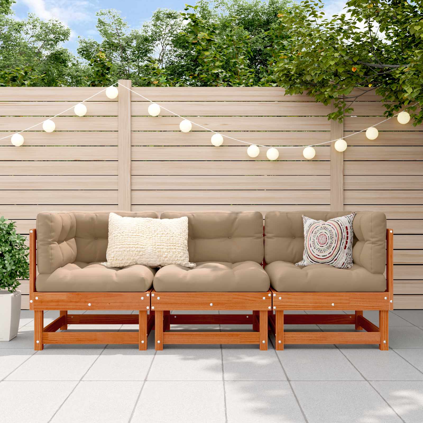 vidaXL Sectional Sofa Einheiten Wachsbraun 183 x 61 x 62 cm