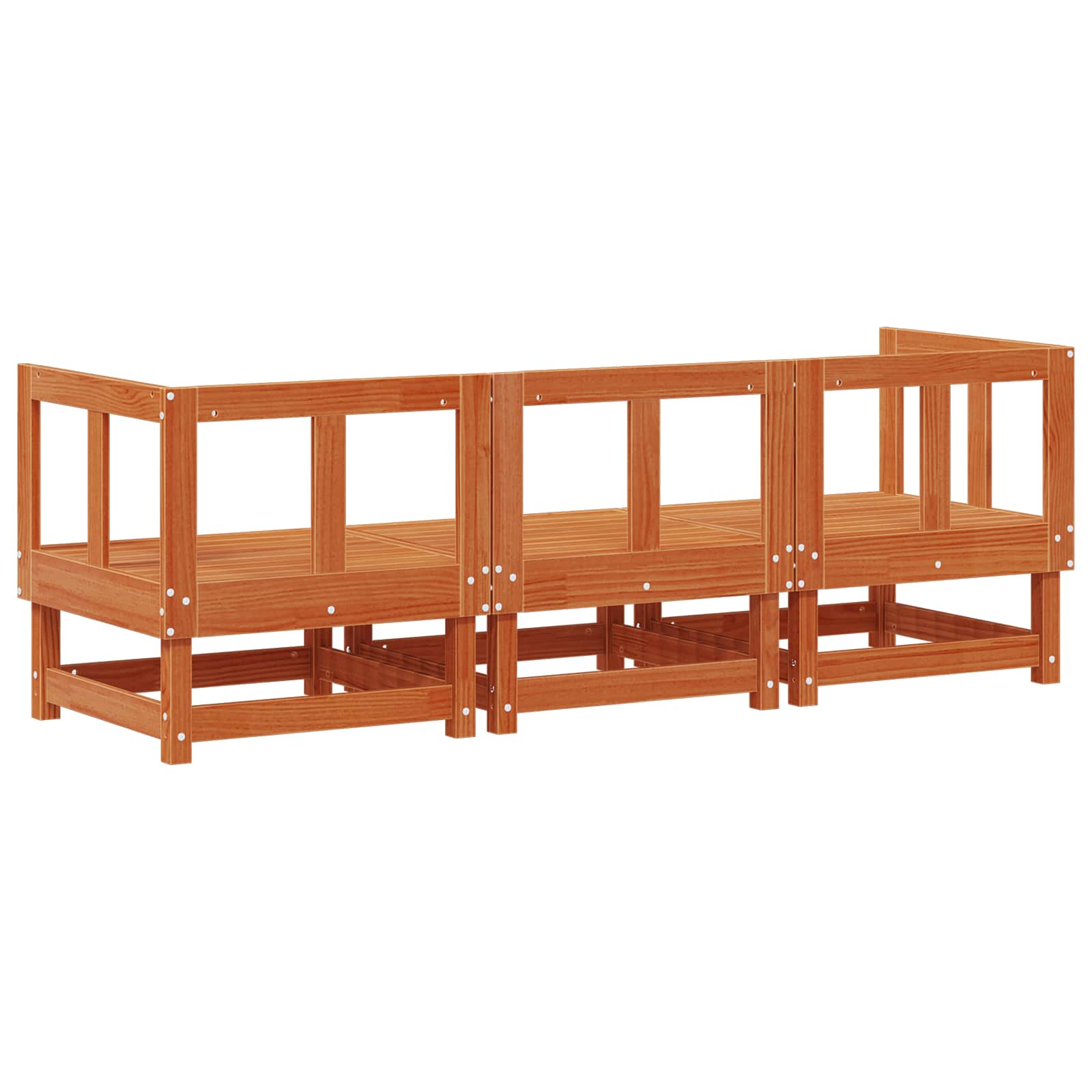 Sectie Sofa Eenheden 3 Stuk Waskleur Bruin Massief Vurenhout image 5