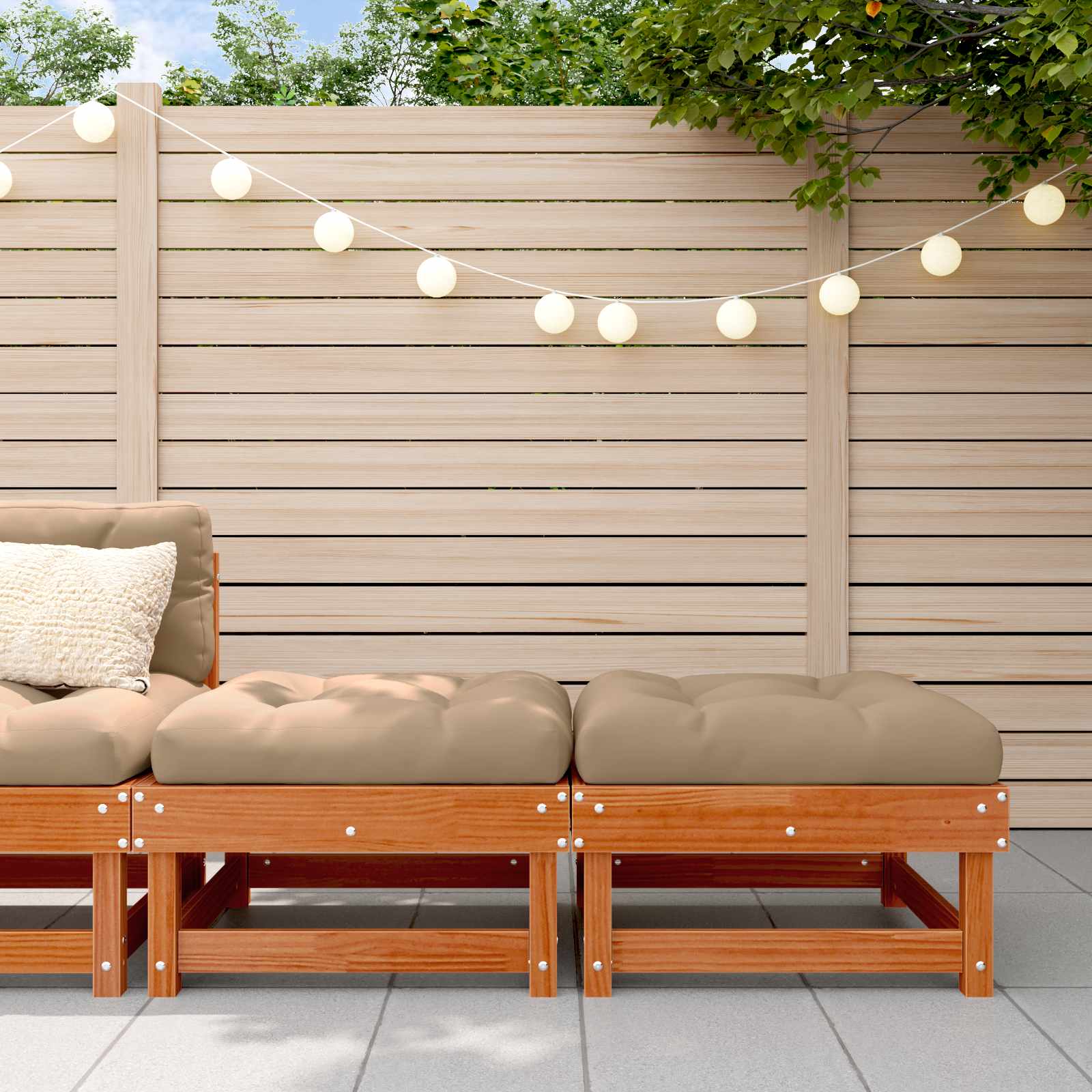 4 Stuk Sectie Sofa Eenheden Massief Vurenhout Waskleur Bruin image 1