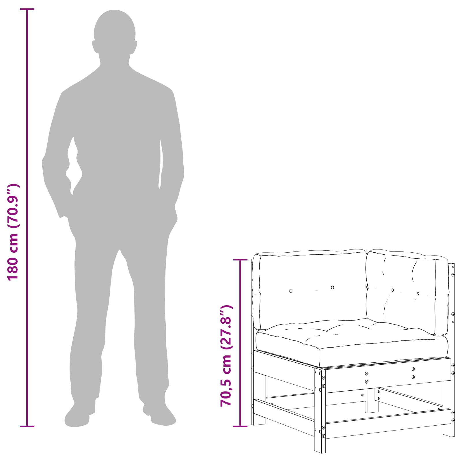 Tuin hoekbank Massief grenenhout Wasbruin image 10