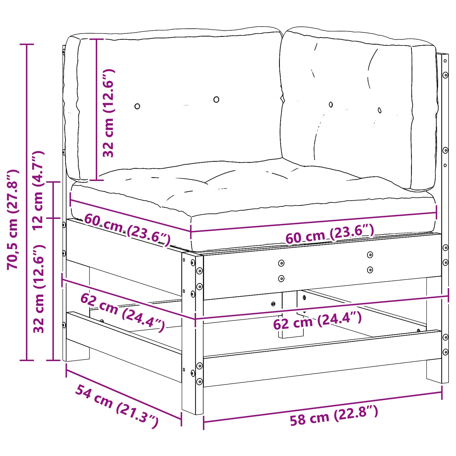 Tuin hoekbank Massief grenenhout Wasbruin image 9