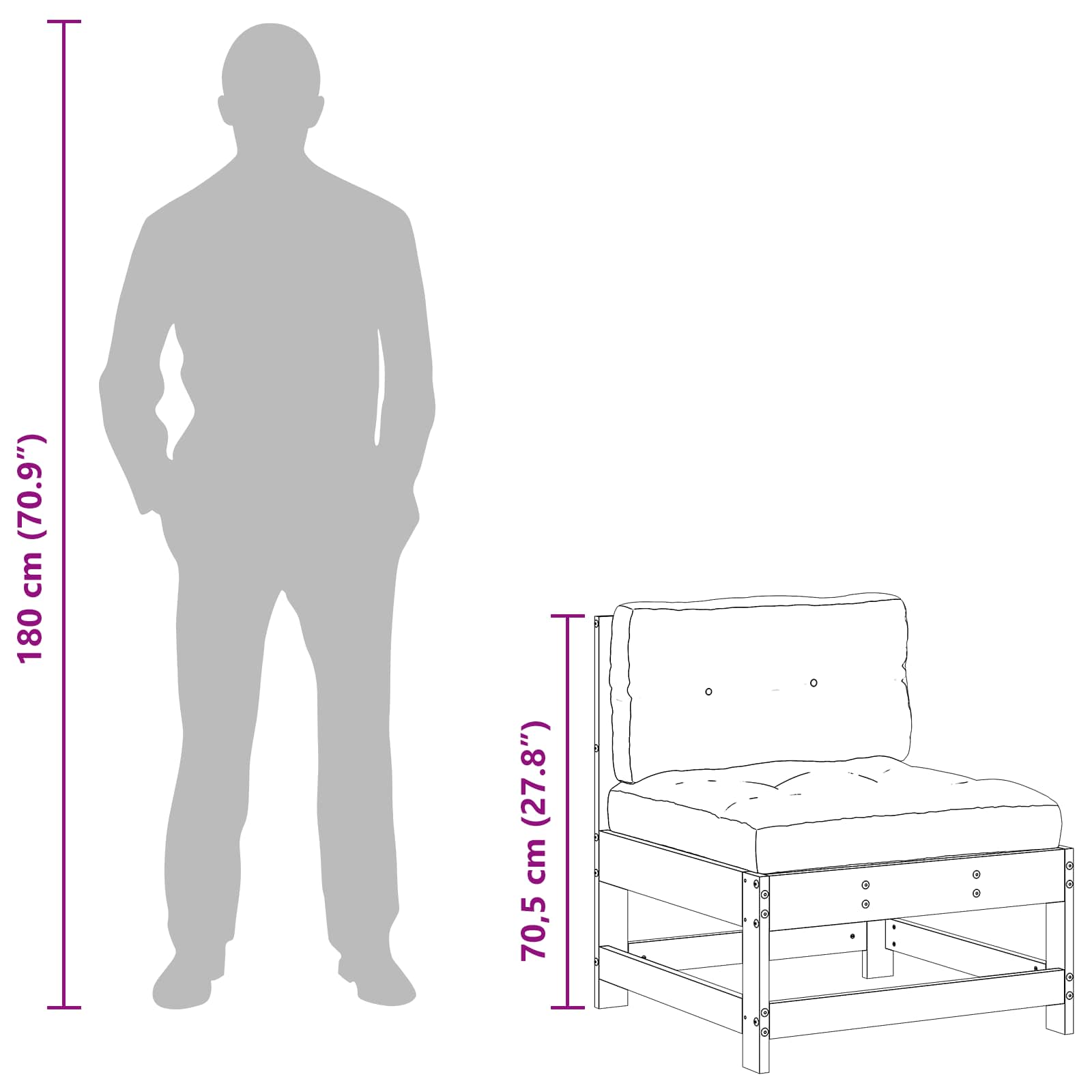 Tuin Midden Sofa Massief grenenhout Wasbruin image 10