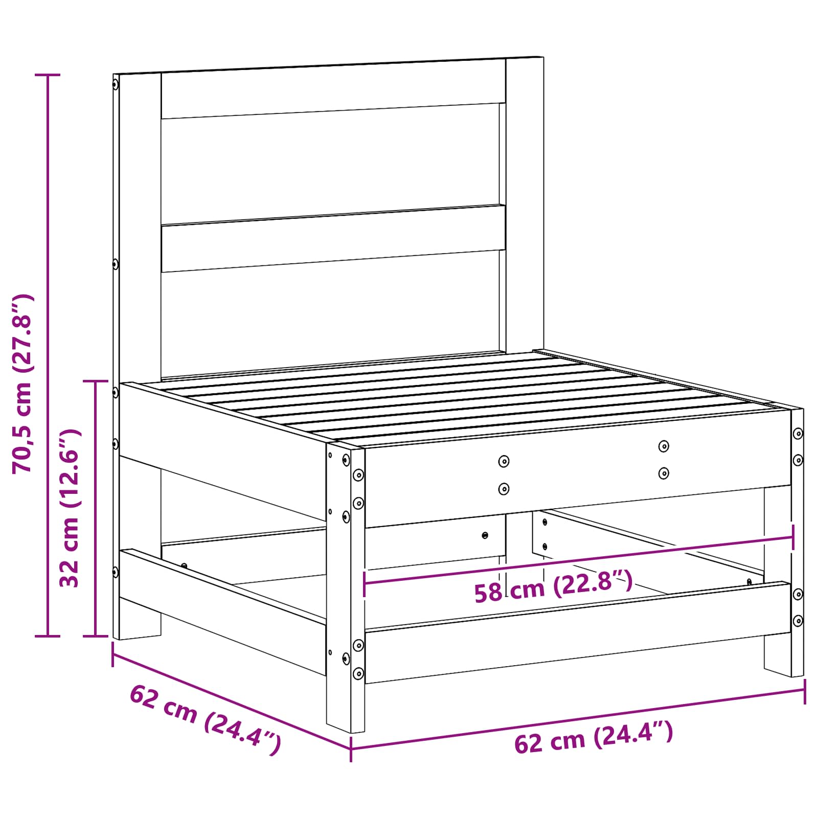 Tuin Midden Sofa Massief grenenhout Waskleur Bruin image 7