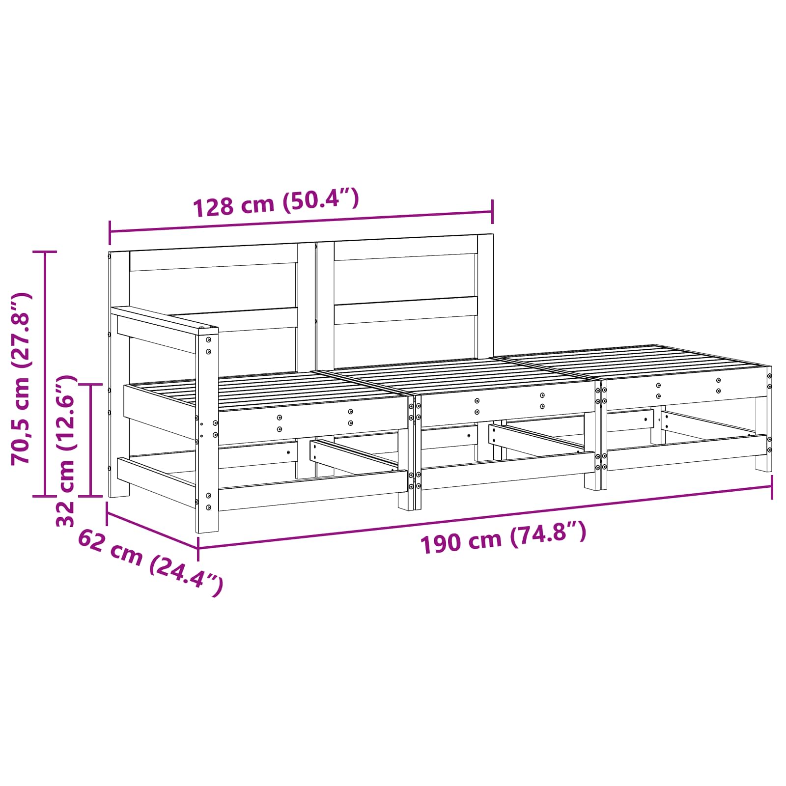 Sectie Sofa Eenheden 3 Stuk Wasbruin Massief grenenhout image 8
