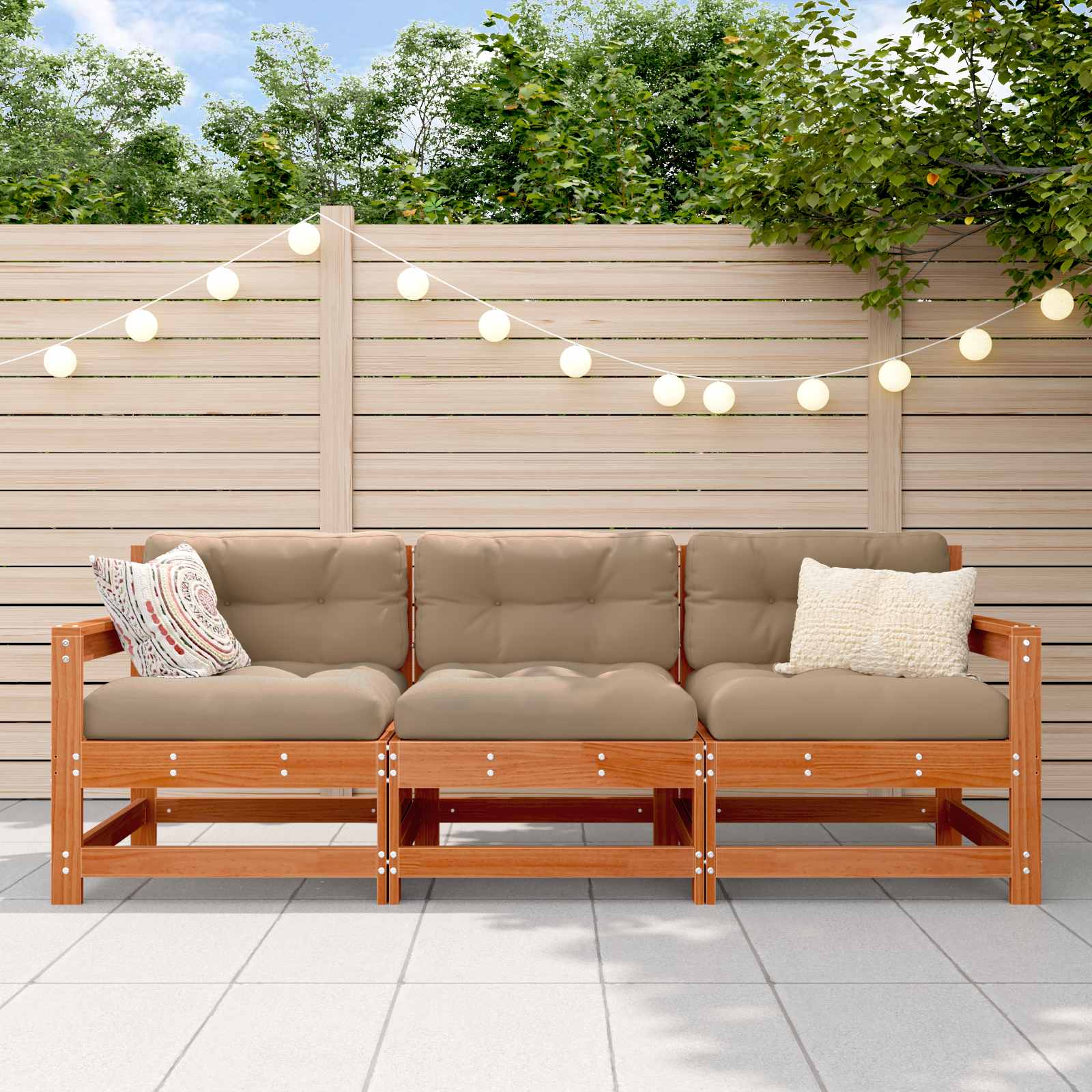 Sectie Sofa Eenheden 3 Stuk Wasbruin Massief grenenhout image 1