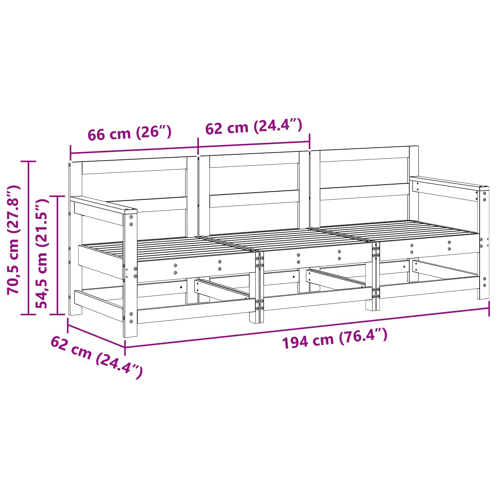 Sectie Sofa Eenheden 3 Stuk Wasbruin Massief grenenhout image 7