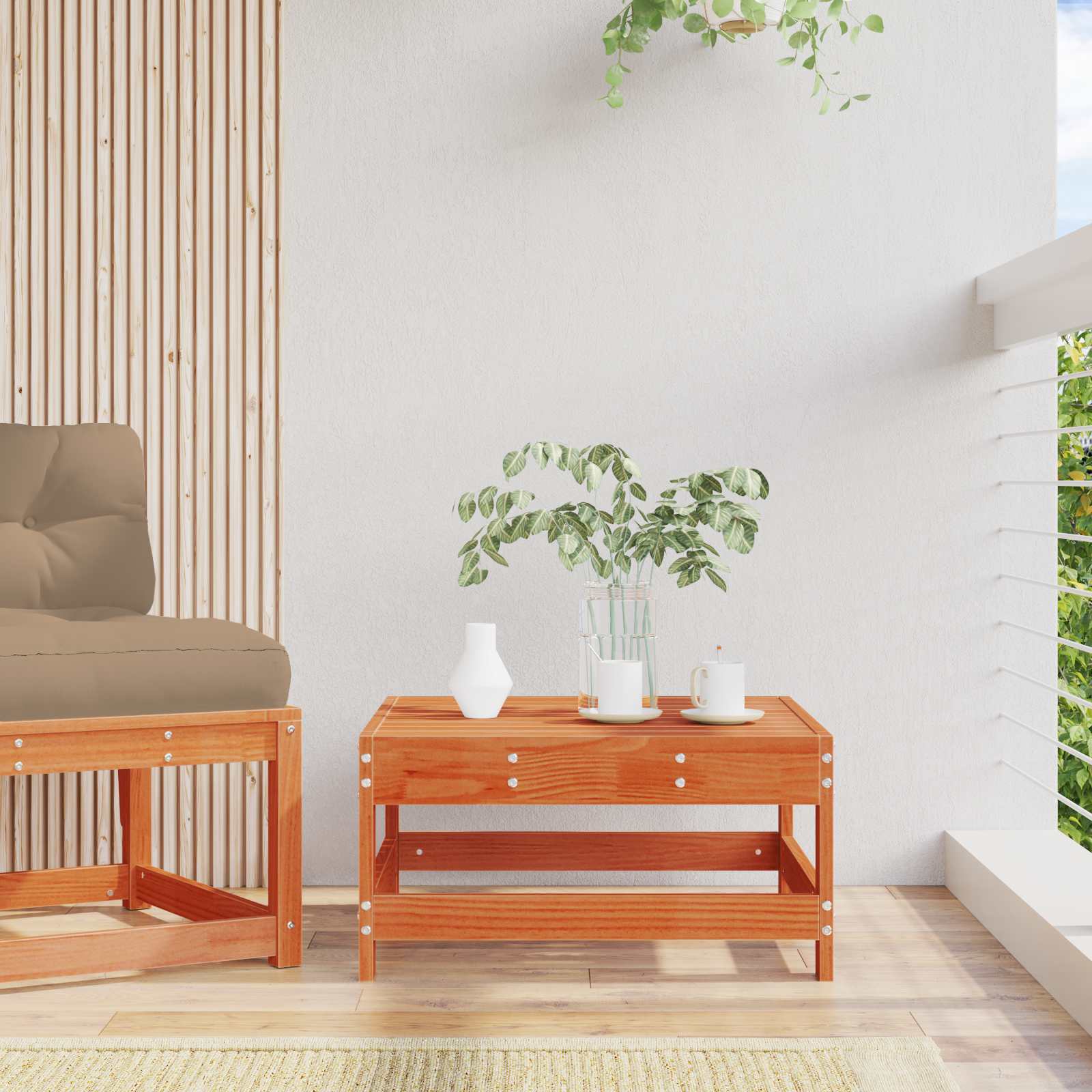 vidaXL Gartenfußstütze Massives Kiefernholz Wachsbraun 62 x 62 x 32 cm