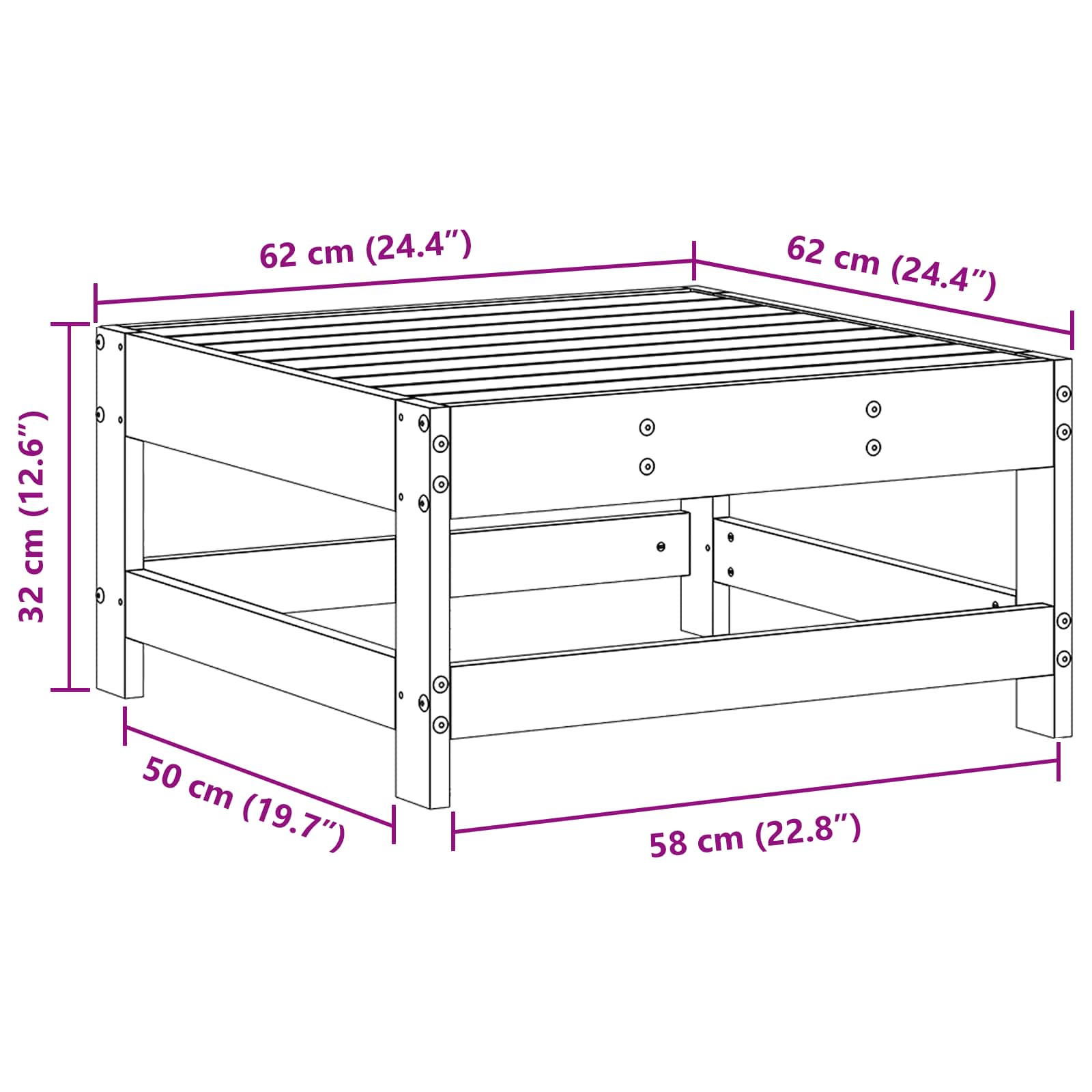 Tuinvoetsteun Massief grenenhout Wasbruin 62 x 62 x 32 cm image 7