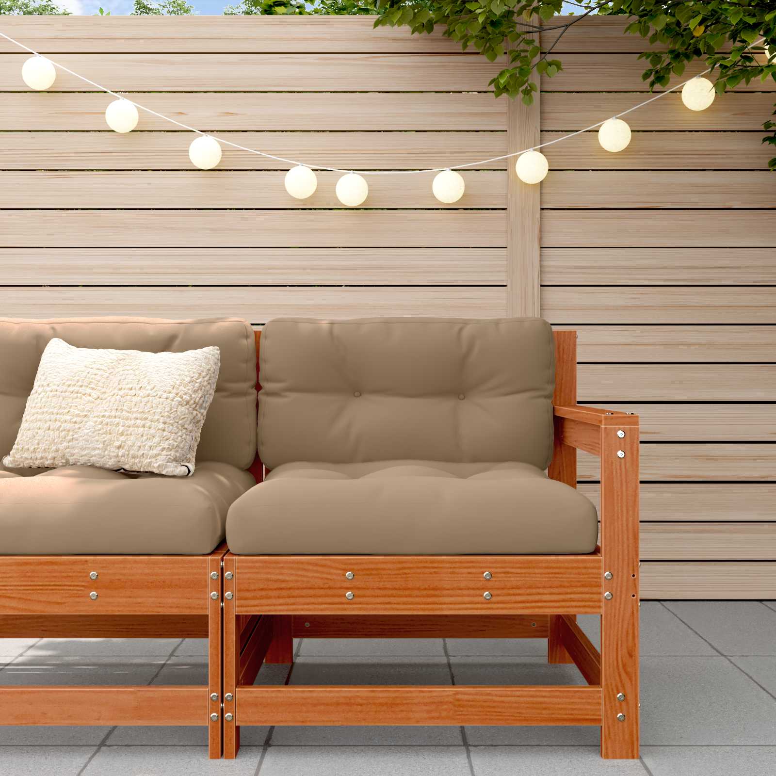 vidaXL Gartenecksofa Massives Kiefernholz Wachsbraun