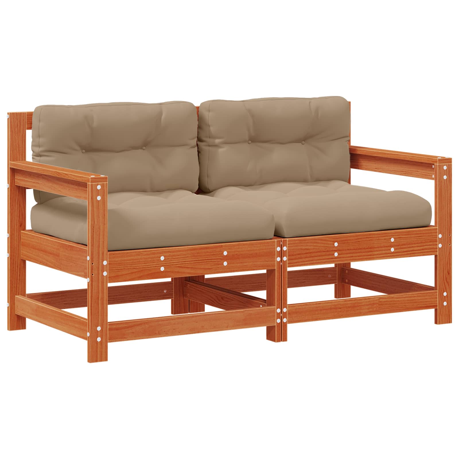 2 Stuk Tuin hoekbank Massief grenenhout Wasbruin image 2