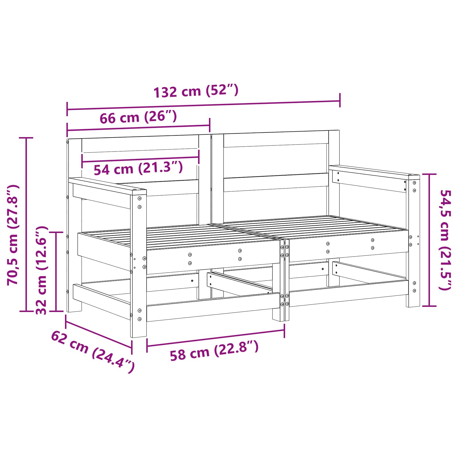 Tuin hoekbank Massief grenenhout Wasbruin 132 x 62 x 70,5 cm image 8