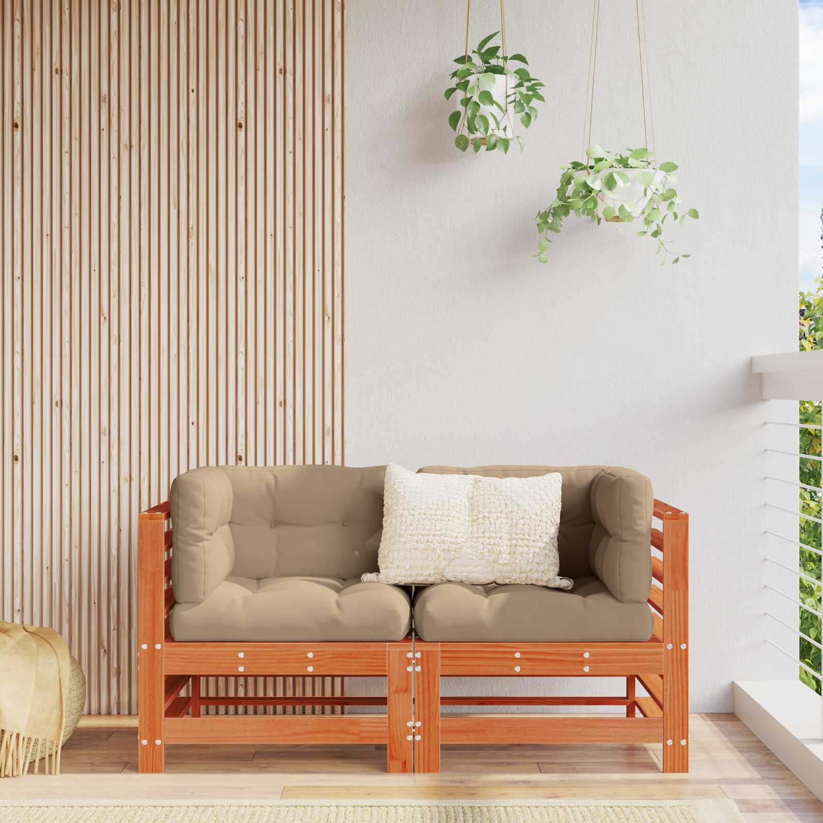 vidaXL Sofa de colț pentru grădină Lemn masiv de pin Maro Ceară