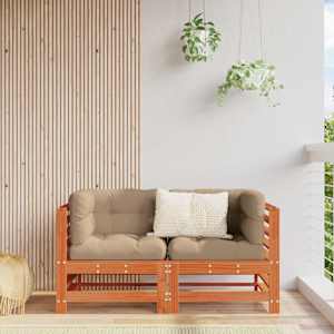 Vrtni kotni kavč Masivna borovina Voskan Rjava