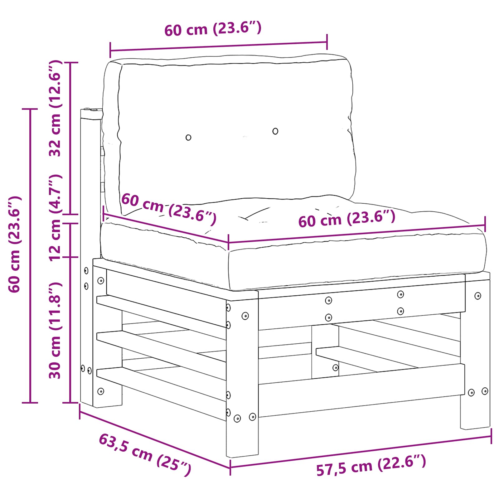 Tuin Midden Sofa Massief grenenhout Wasbruin image 9