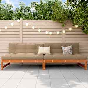 Vrtna srednja sofa Masivna borovina Voskan Rjava 240 x 84 x 70 cm