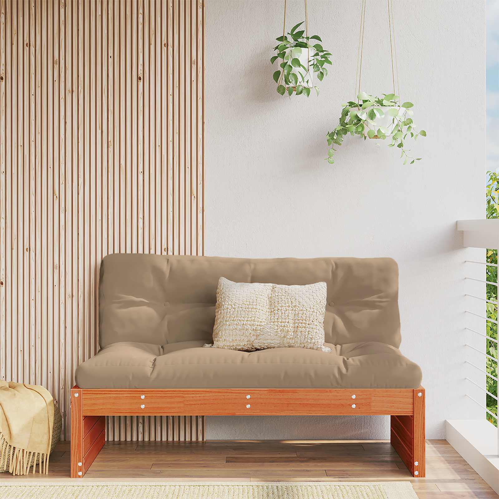 Sectie Sofa Eenheden Massief Vurenhout Waskleur Bruin image 1