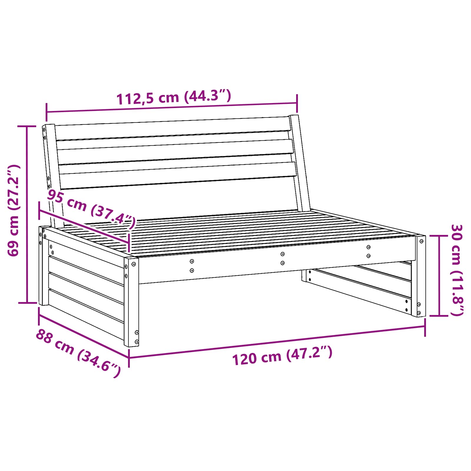 Sectie Sofa Eenheden Massief Vurenhout Waskleur Bruin image 7