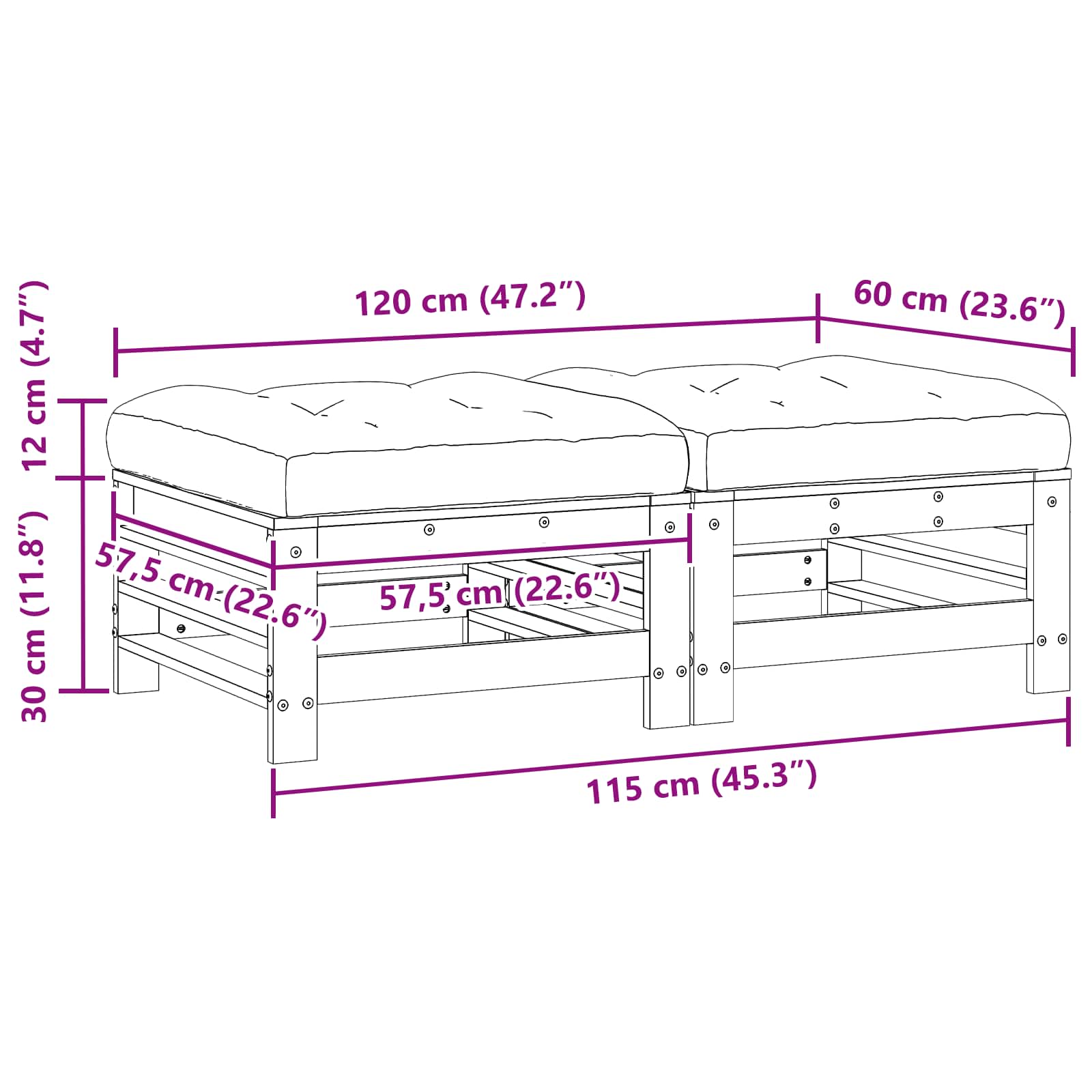 Tuinvoetsteun Massief grenenhout Wasbruin image 10