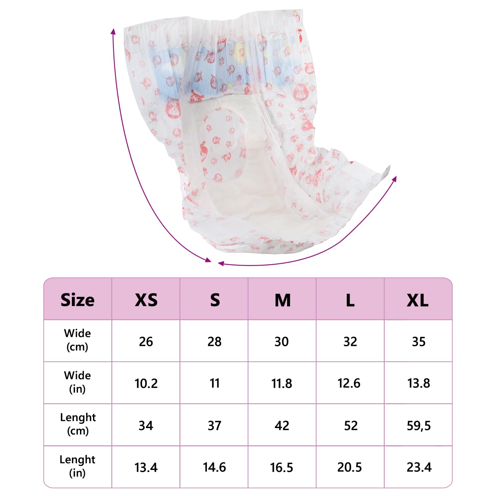 Enkratna ženska pasja plenica 50 pcs Bela XS - slika 12