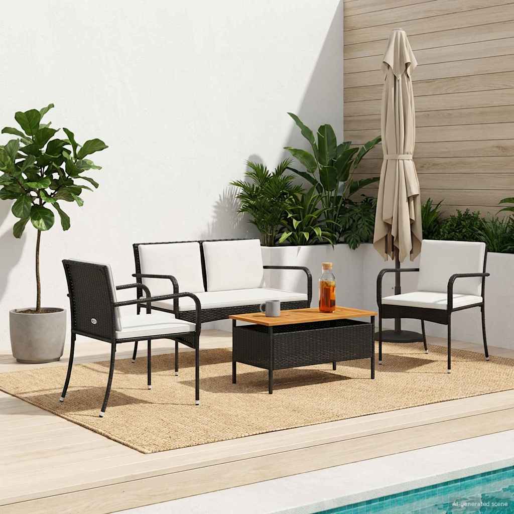 vidaXL Have sæt Sort polyrattan