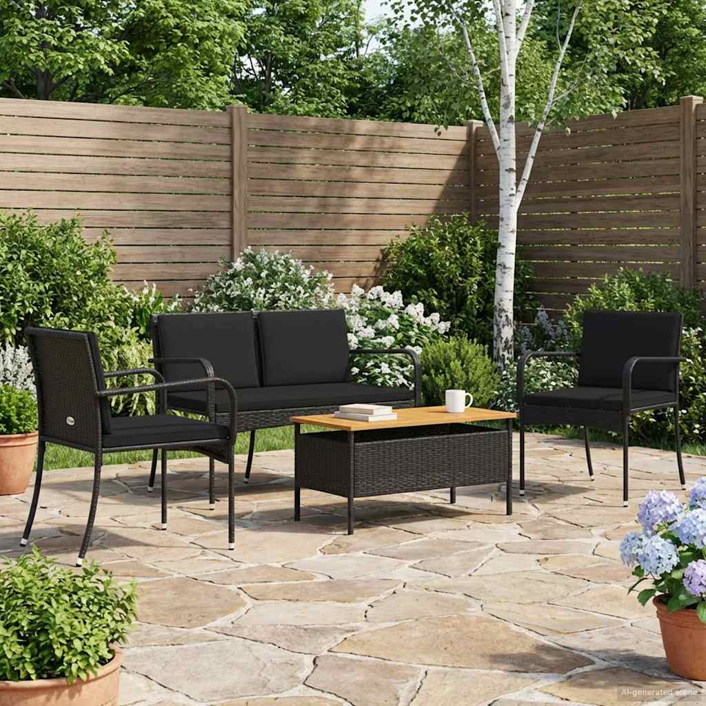 vidaXL Have sæt Sort polyrattan