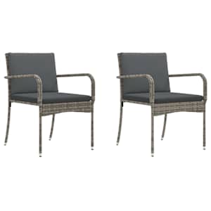 Zahradní bistro set s polštářem 3 pcs Šedý polyratan - obrázek 4
