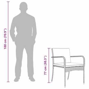 Zahradní bistro set s polštářem 3 pcs Šedý polyratan - obrázek 11