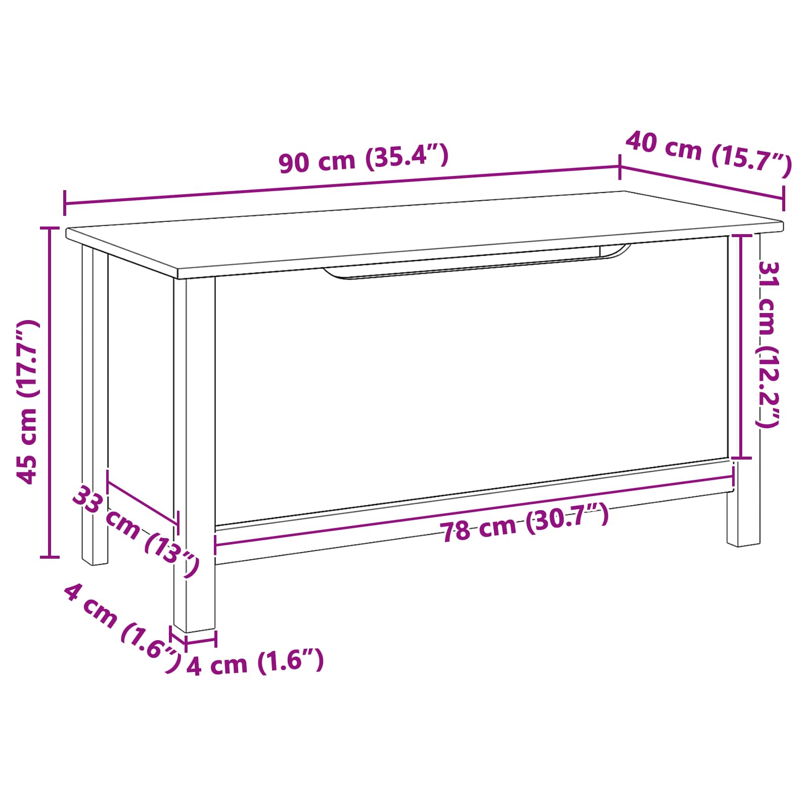 Opbergbox Honingbruin 90 x 40 x 45 cm Massief Vurenhout image 9