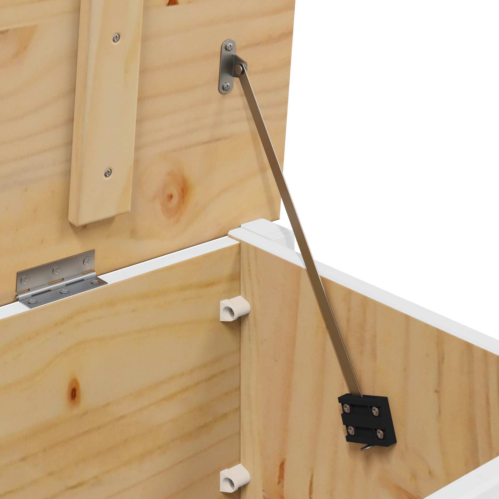 Opbergbox Wit en honingbruin 90 x 40 x 45 cm Massief Vurenhout image 8