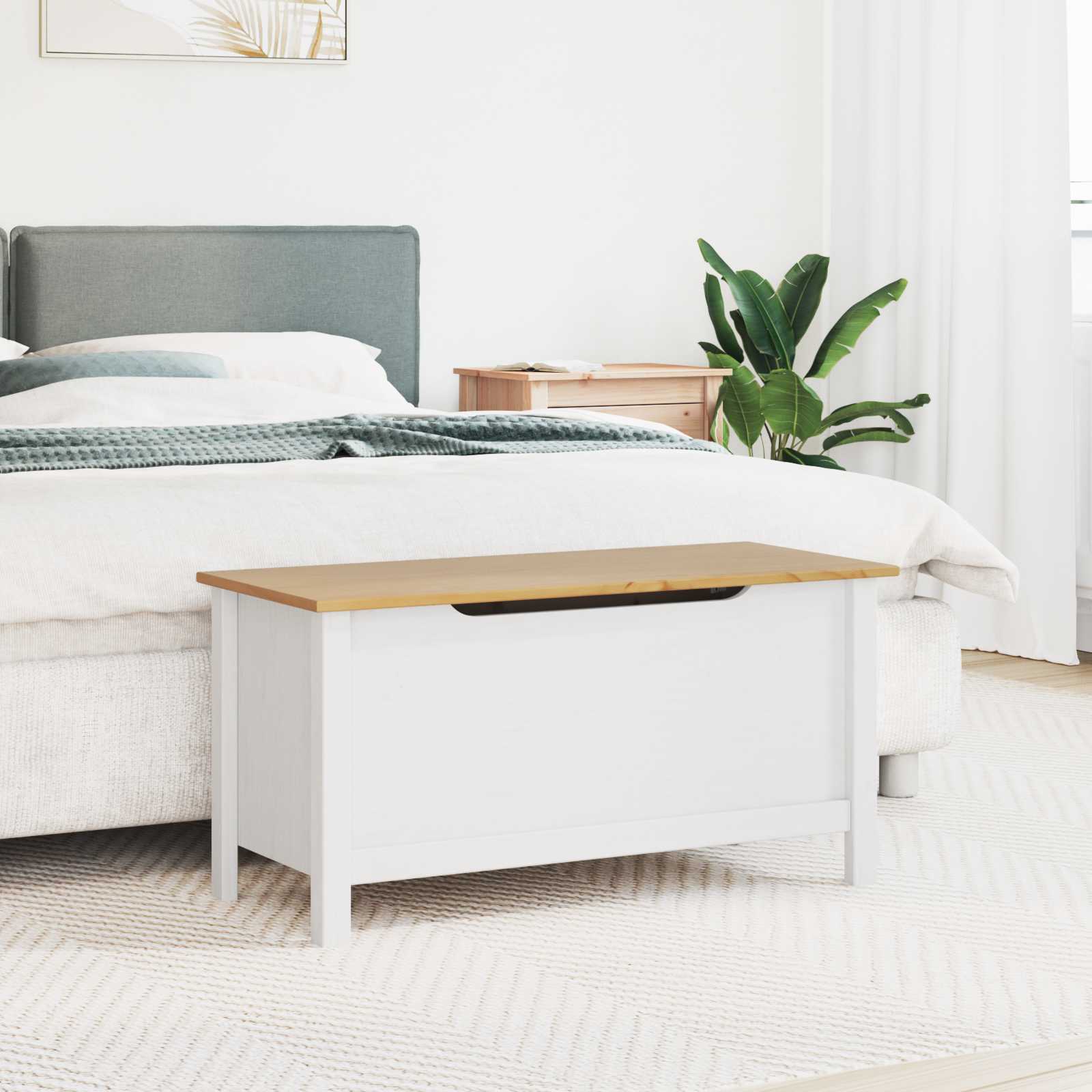 vidaXL Aufbewahrungsbox Weiß und Honigbraun 90 x 40 x 45 cm