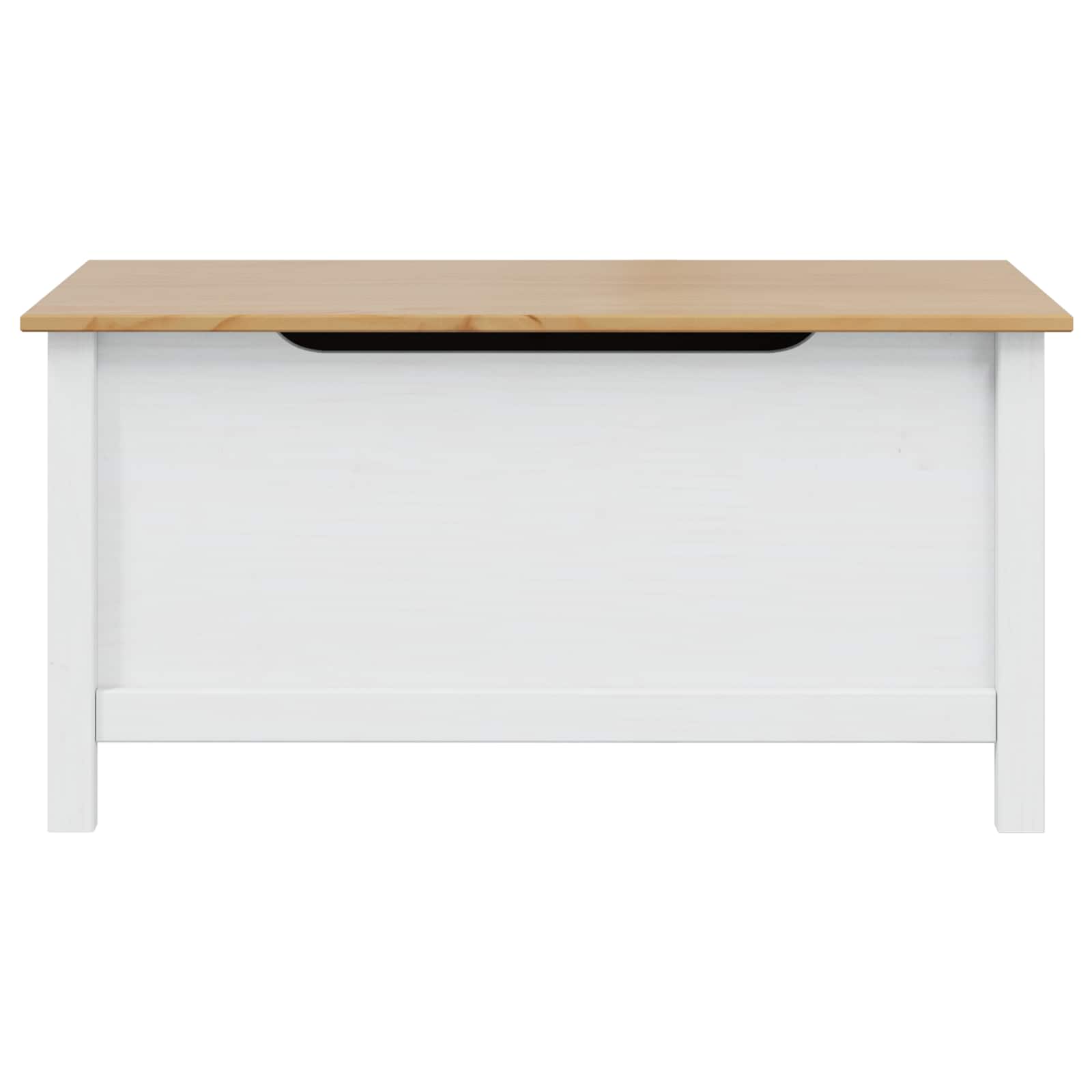 Opbergbox Wit en honingbruin 90 x 40 x 45 cm Massief Vurenhout image 5