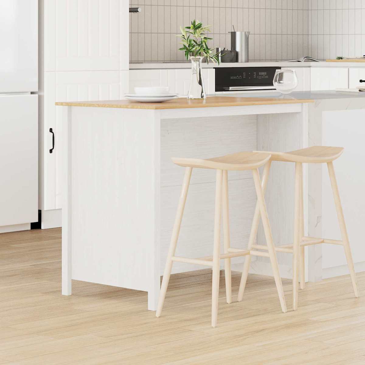 Køkkenøer HILL Hvid 112 x 66 x 90 cm Massivt fyrretræ