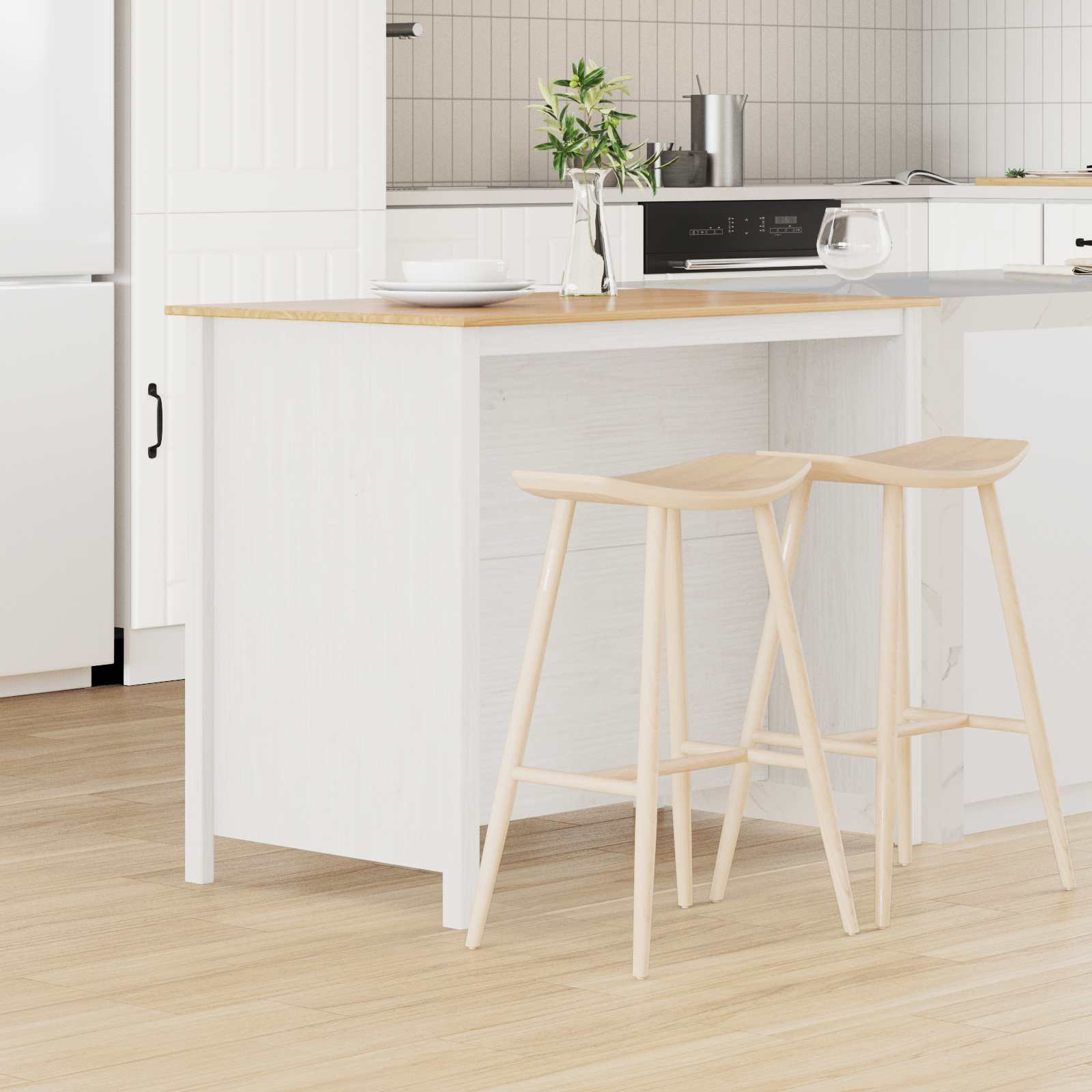 vidaXL Insule de bucătărie HILL Alb 112 x 66 x 90 cm Lemn masiv de pin