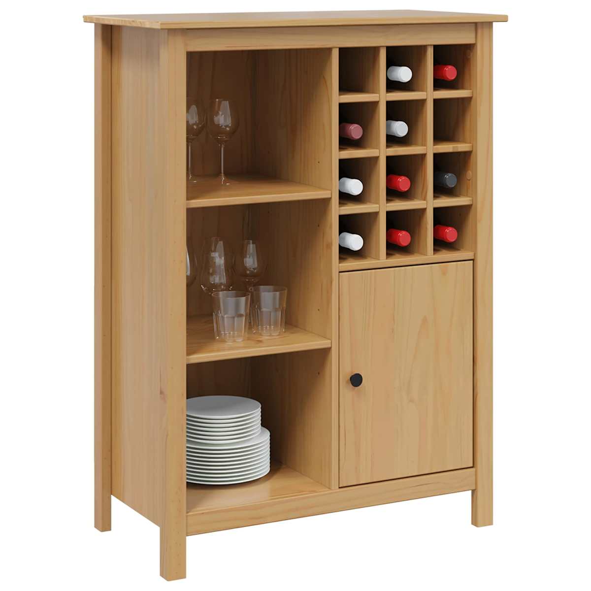 Vinskab HILL Honningbrun 79,5 x 40 x 107,5 cm Massivt fyrretræ - Billede 3