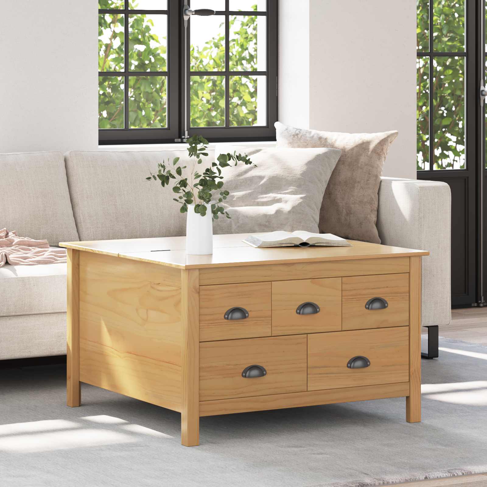 vidaXL Couchtisch Honigbraun 79,5 x 79,5 x 49 cm Massivholz Kiefer