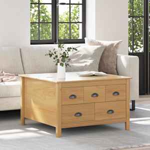 Klubska miza s predalom Hill Medeno rjava 79.5 x 79.5 x 49 cm