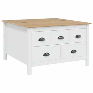vidaXL Kohvilaud sahtliga HILL Valge ja mesi pruun 79.5 x 79.5 x 49 cm