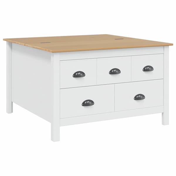 vidaXL Kohvilaud sahtliga HILL Valge ja mesi pruun 79.5 x 79.5 x 49 cm