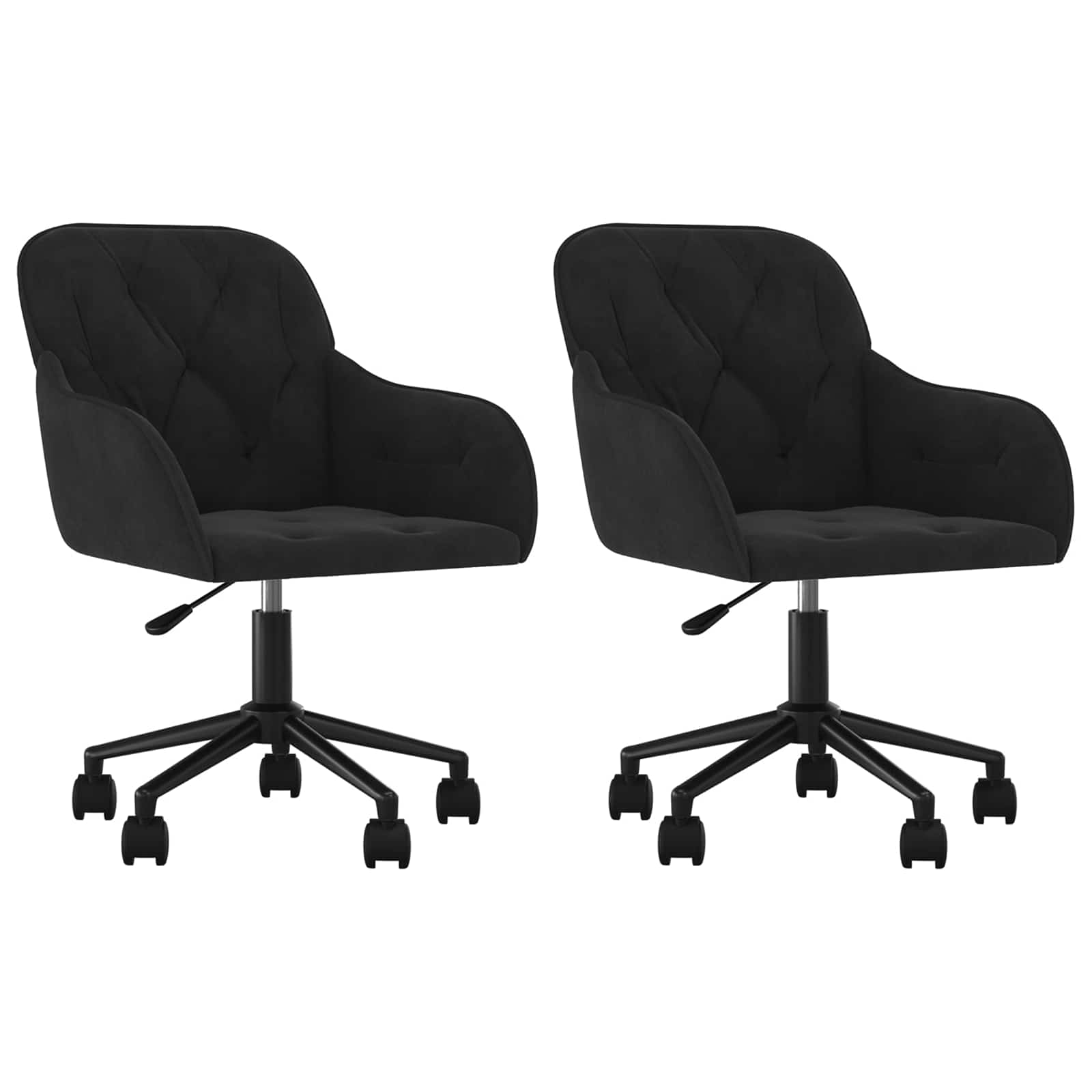 Dining Chair with Wheel 2 pcs Black 55 x 59.5 x 77 cm Velvet - Image 2