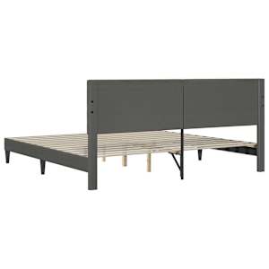 Rám postele s čelo Tmavě šedá 180 x 200 cm Žebrovaná látka - obrázek 6