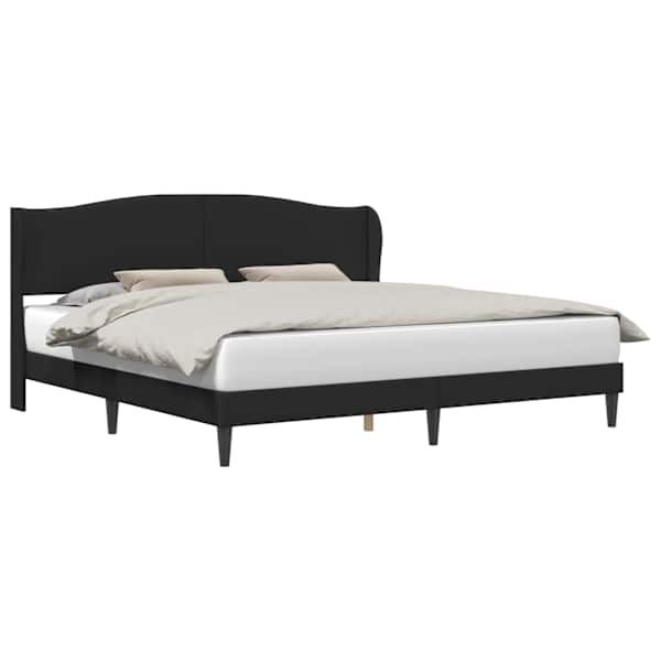 vidaXL Voodi raam peaga Must 180 x 200 cm Kunstnahk