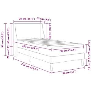 Rám postele s matrací s čelo Tmavě šedá 90 x 200 cm Polyester - obrázek 11