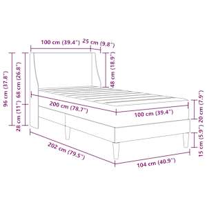 Rám postele s matrací s čelo Světle šedá 100 x 200 cm Polyester - obrázek 11