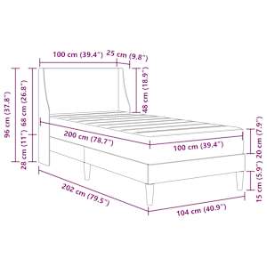 Rám postele s matrací s čelo Tmavě šedá 100 x 200 cm Polyester - obrázek 11
