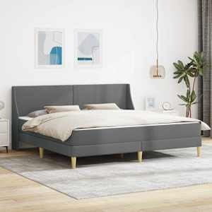 Posteljni okvir z vzmetnico Temno siva 180 x 200 cm Poliester