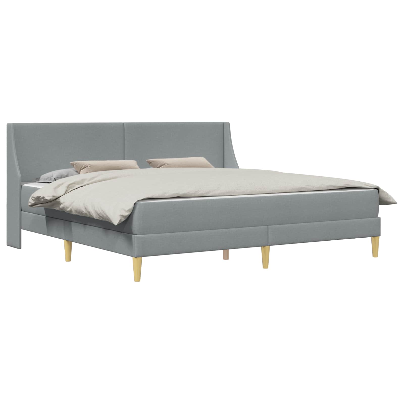 Rám postele s matrací s čelo Světle šedá 200 x 200 cm Polyester - obrázek 2